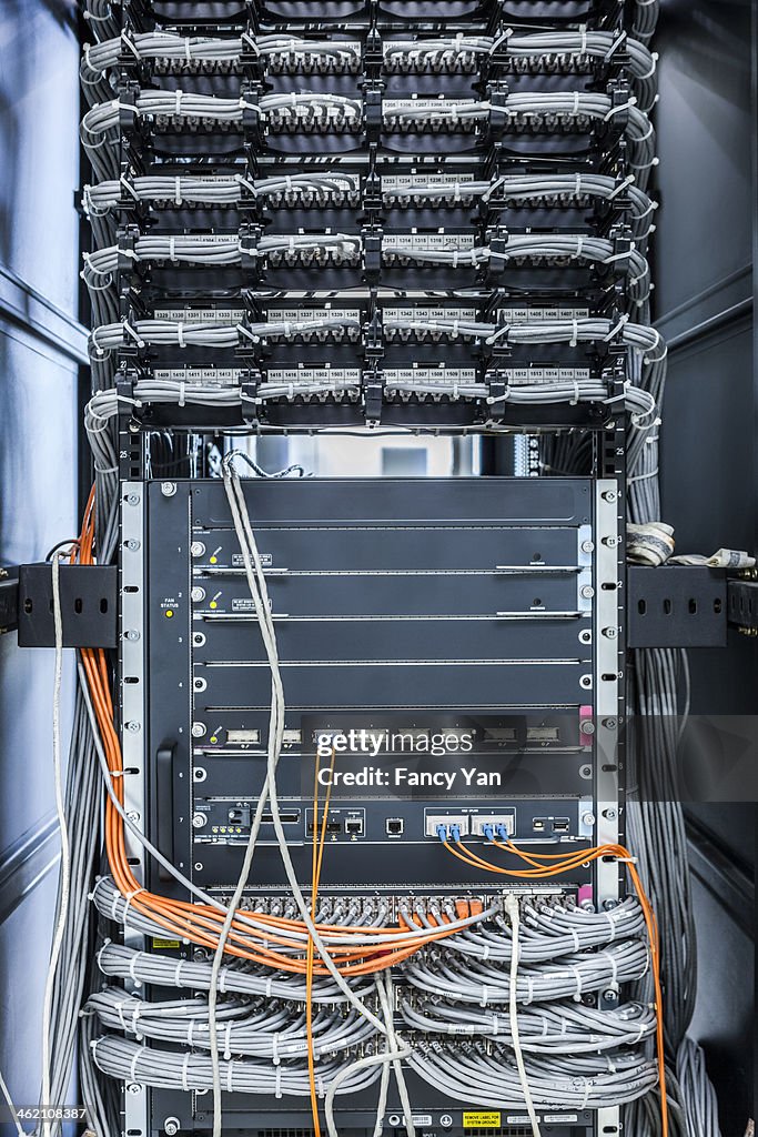 Computer server with network cables