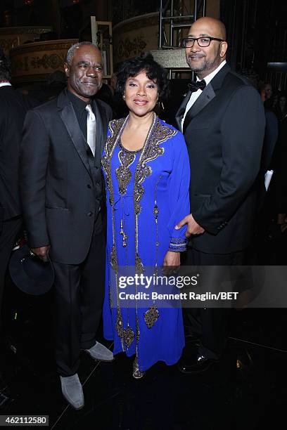Actor Glynn Turman and Honoree Phylicia Rashad pose backstage during "The BET Honors" 2015 at Warner Theatre on January 24, 2015 in Washington, DC.