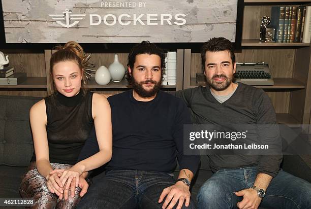 Actors Makenzie Leigh, Christopher Abbot and Ron Livingston attend the The Variety Studio At Sundance Presented By Dockers on January 24, 2015 in...