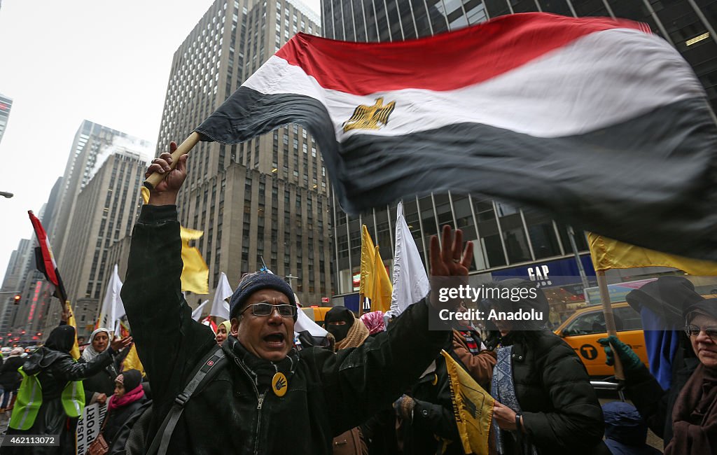 Protest in New York at the 4th anniversary of the Egyptian revolution