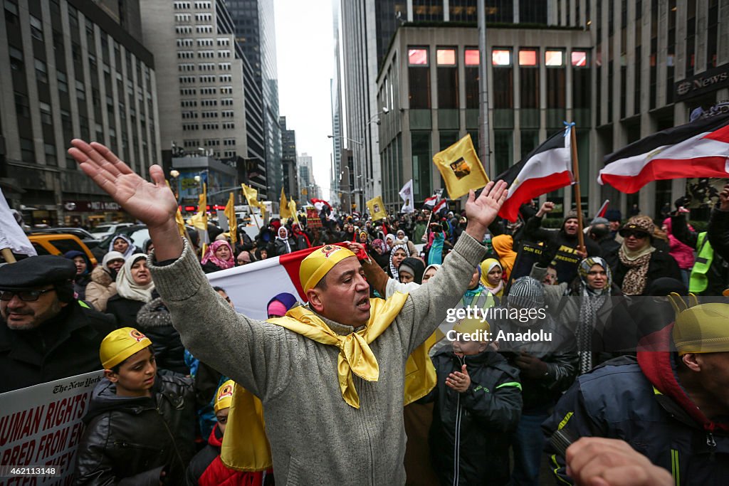 Protest in New York at the 4th anniversary of the Egyptian revolution