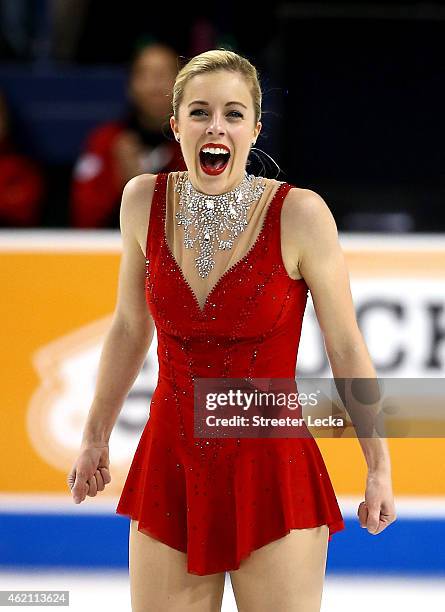 Ashley Wagner reacts after the Championship Ladies Free Skate Program Competition during day 3 of the 2015 Prudential U.S. Figure Skating...