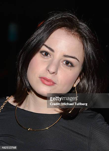 Actress Katie Sarife attends the Los Angeles premiere of the film "Hoovey" at Bel Air Presbyterian Church on January 24, 2015 in Los Angeles,...