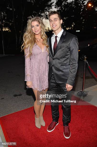 Actors Alexandria DeBerry and Cody Linley attend the Los Angeles premiere of the film "Hoovey" at Bel Air Presbyterian Church on January 24, 2015 in...