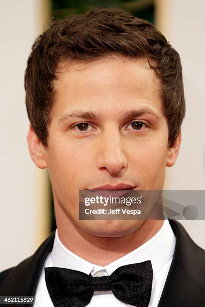 Actor Andy Samberg attends the 71st Annual Golden Globe Awards held at The Beverly Hilton Hotel on January 12, 2014 in Beverly Hills, California.