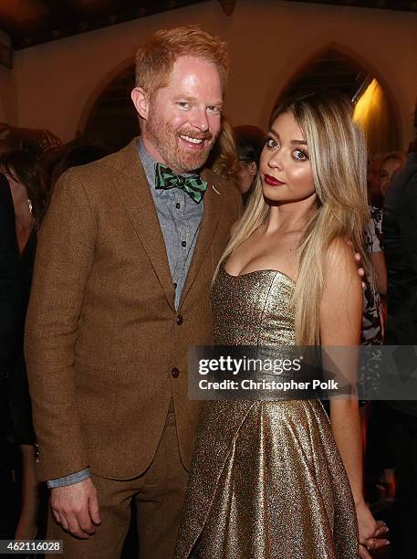 Actors Jesse Tyler Ferguson and Sarah Hyland attend Entertainment Weekly's celebration honoring the 2015 SAG awards nominees at Chateau Marmont on...