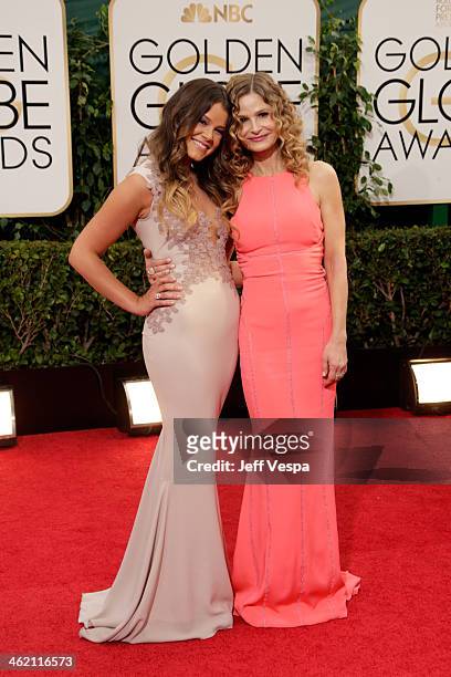 Miss Golden Globe Sosie Bacon and actress Kyra Sedgwick attend the 71st Annual Golden Globe Awards held at The Beverly Hilton Hotel on January 12,...