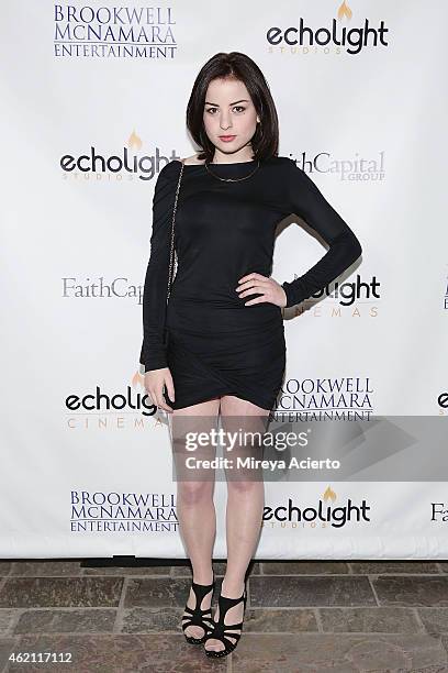 Actress Katie Sarife attends "Hoovey" Los Angeles Premiere at Bel Air Presbyterian Church on January 24, 2015 in Los Angeles, California.