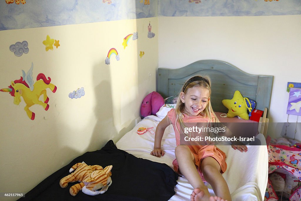 Young girl going to bed