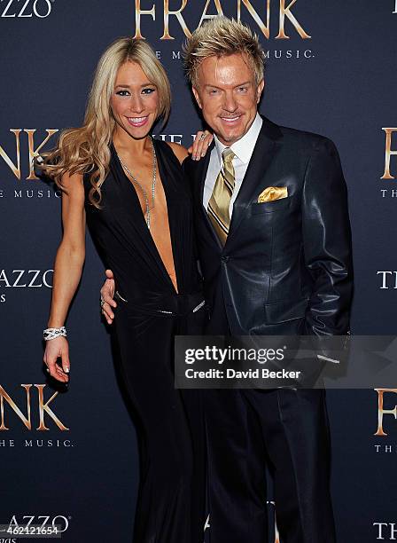 Violinist Lydia Ansel and singer Chris Phillips of Zowie Bowie arrive at the premiere of "Frank - The Man. The Music." at The Palazzo Las Vegas on...