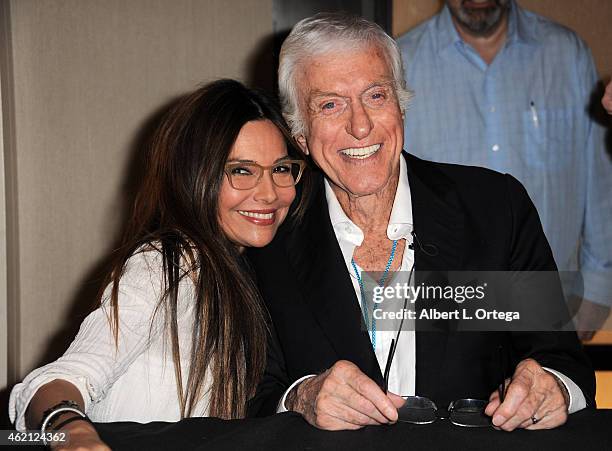 Actress Vanessa Marcil and actor Dick Van Dyke at The Hollywood Show held at The Westin Hotel LAX on January 24, 2015 in Los Angeles, California.