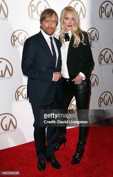 Director Morten Tyldum and wife Janne Tyldum attend the 26th Annual Producers Guild of America Awards at the Hyatt Regency Century Plaza on January...