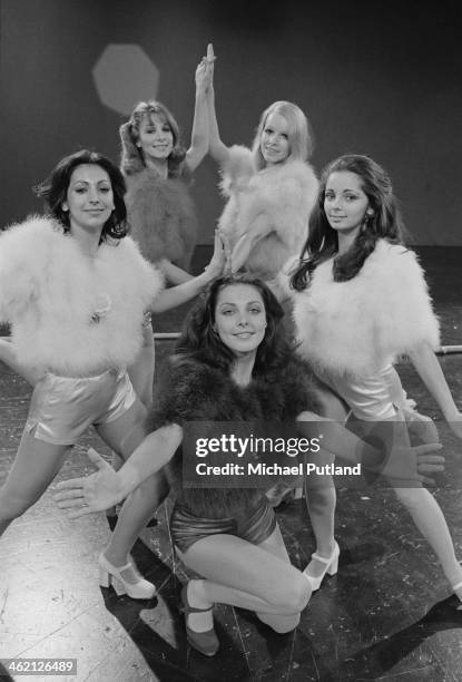 British TV dance troupe Pan's People, January 1974. Clockwise, from front: Louise Clarke , Ruth Pearson, Patricia 'Dee Dee' Wilde, Barbara 'Babs'...