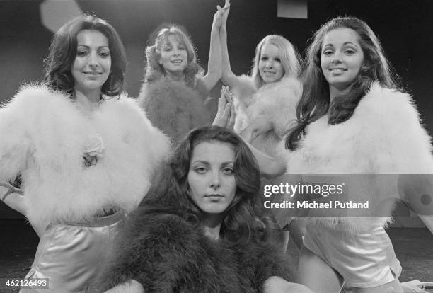 British TV dance troupe Pan's People, January 1974. Left to right: Ruth Pearson, Patricia 'Dee Dee' Wilde, Louise Clarke , Barbara 'Babs' Lord and...