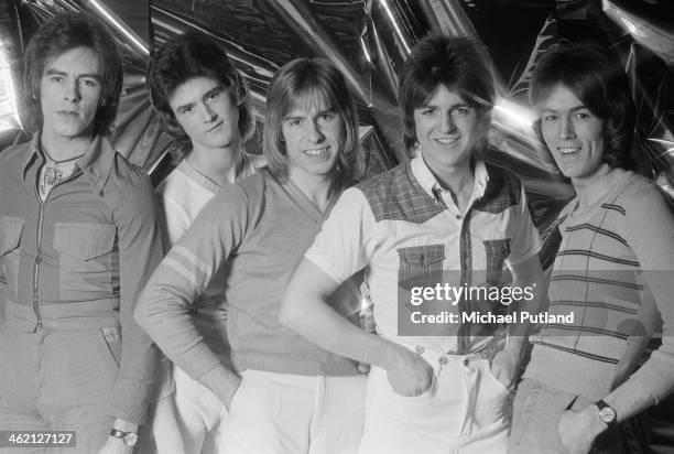 Scottish pop group The Bay City Rollers, January 1974. Left to right: Alan Longmuir, Les McKeown, Derek Longmuir, Eric Faulkner and John Devine.