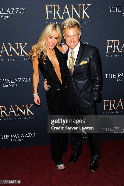 Violinist Lydia Ansel and singer Chris Phillips of Zowie Bowie arrive at the premiere of "Frank - The Man. The Music." at The Palazzo Las Vegas on...