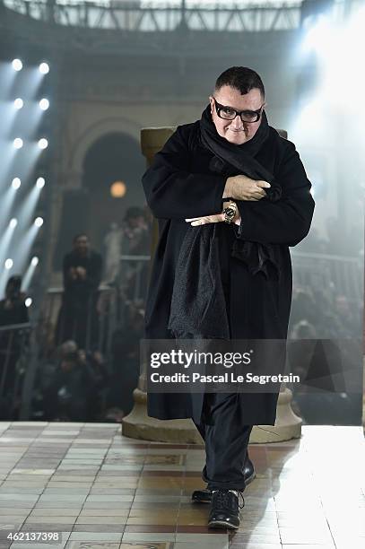 Alber Elbaz attends the Lanvin Menswear Fall/Winter 2015-2016 show as part of Paris Fashion Week on January 25, 2015 in Paris, France.