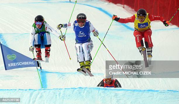 Johannes Rohrweck of Austria, Jonathan Midol of France, Andreas Schauer of Germany and Marc Bischofberger of Switzerland compete during the Men's...