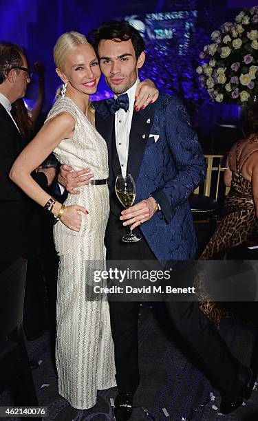 Amanda Cronin and Mark Francis Vandelli attend Lisa Tchenguiz's 50th birthday party at the Troxy on January 24, 2015 in London, England.
