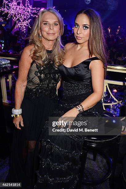 Tina Green and Chloe Green attend Lisa Tchenguiz's 50th birthday party at the Troxy on January 24, 2015 in London, England.