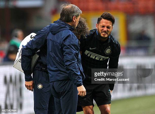 Danilo D Amombrosio of FC Internazionale Milano walks off with an injury during the Serie A match between FC Internazionale Milano and Torino FC at...