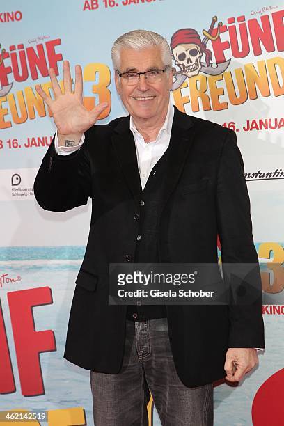 Sky du Mont attends the premiere of the film 'Fuenf Freunde 3' at Cinemaxx on January 12, 2014 in Munich, Germany.