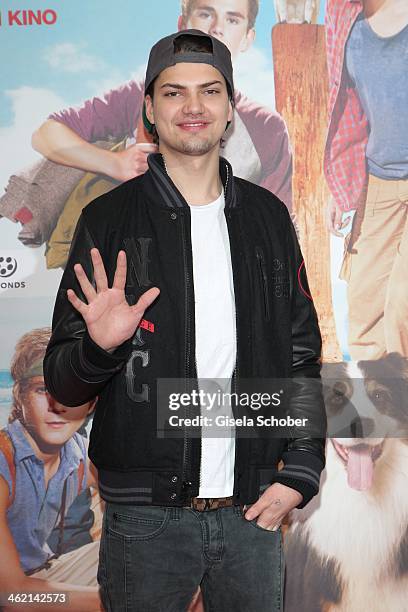 Jimi Blue Ochsenknecht attends the premiere of the film 'Fuenf Freunde 3' at Cinemaxx on January 12, 2014 in Munich, Germany.