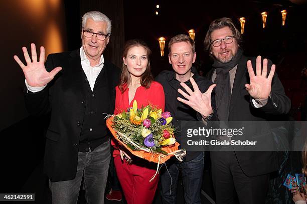 Sky du Mont, Nora von Waldstaetten, Michael Kessler, Michael Fitz the premiere of the film 'Fuenf Freunde 3' at Cinemaxx on January 12, 2014 in...