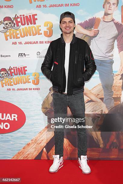 Jimi Blue Ochsenknecht attends the premiere of the film 'Fuenf Freunde 3' at Cinemaxx on January 12, 2014 in Munich, Germany.