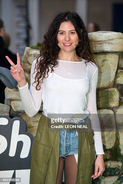 British singer Eliza Doolittle poses for photographers at the European premiere of the Shaun the Sheep Movie in central London on January 25, 2015....