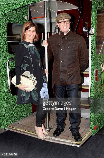 Julie Lockhart and Paul Kewley attend the European premiere of "Shaun The Sheep Movie" at Vue Leicester Square on January 25, 2015 in London, England.