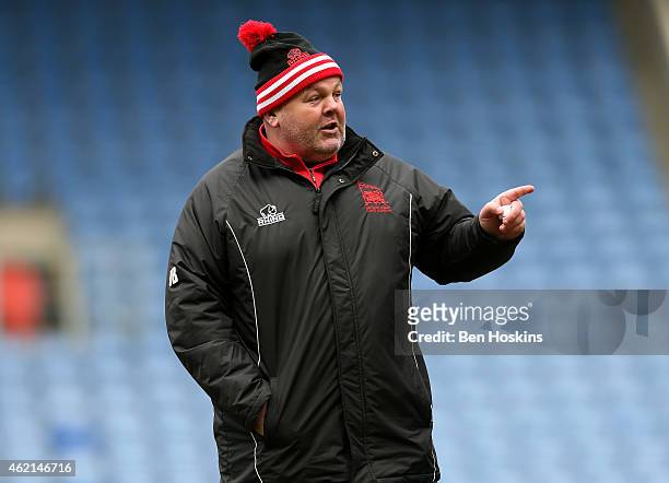 London Welsh head coach Justin Burnell looks on ahead of the European Rugby Challenge Cup match between London Welsh and Lyon Rugby at Kassam Stadium...