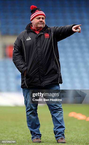 London Welsh head coach Justin Burnell looks on ahead of the European Rugby Challenge Cup match between London Welsh and Lyon Rugby at Kassam Stadium...