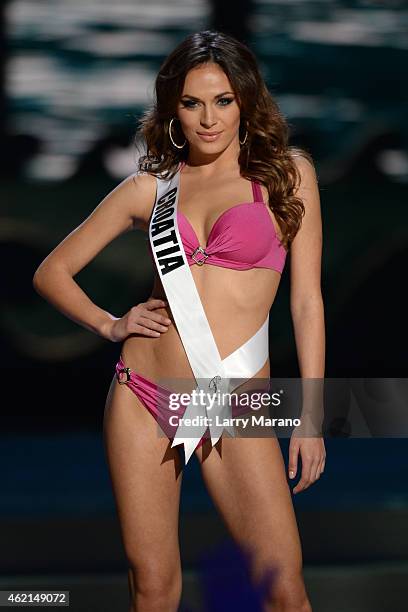 Miss Croatia Ivana Misura participtaes in the 63rd Annual Miss Universe Preliminary Show at Florida International University on January 21, 2015 in...