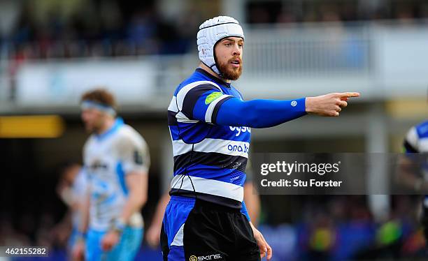 Bath player Dave Attwood in action during the European Rugby Champions Cup match between Bath Rugby and Glasgow Warriors at Recreation Ground on...