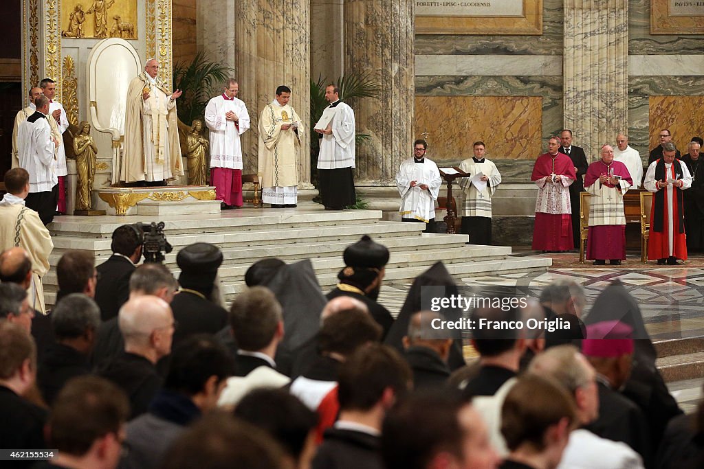 Pope Francis Vesper Prayer Service At St. Paul Basilica