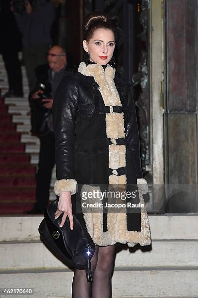 Frederique Bel arrives at Versace Fashion Show during Paris Fashion Week : Haute Couture S/S 2015 on January 25, 2015 in Paris, France.