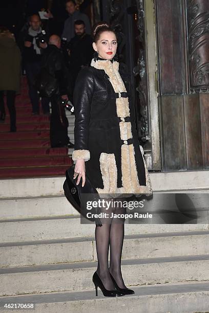 Frederique Bel arrives at Versace Fashion Show during Paris Fashion Week : Haute Couture S/S 2015 on January 25, 2015 in Paris, France.