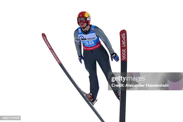 Taylor Henrich of Canada competes during day two of the Women Ski Jumping World Cup event at Schattenberg-Schanze Erdinger Arena on January 25, 2015...