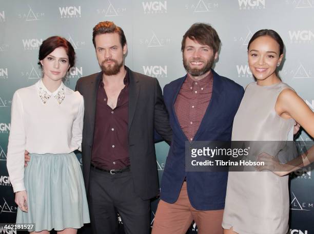 Janet Montgomery, Shane West, Seth Gabel and Ashley Madekwe attend WGN America presents it's first original scripted series 'Salem' at Winter TCA at...