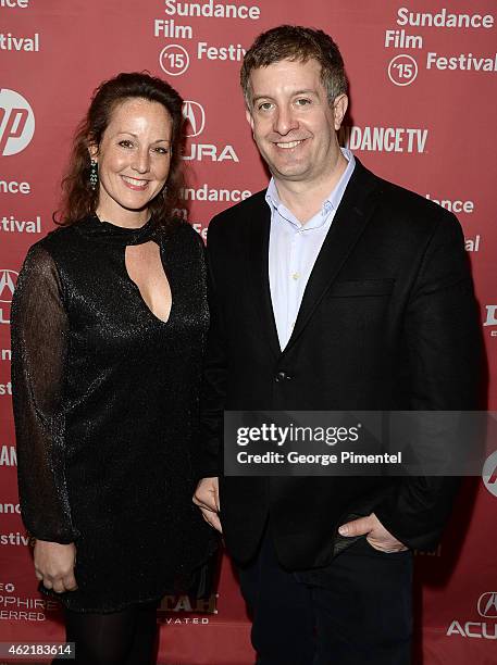 Producers Aimee Schoof and Isen Robbins attend the "Experimenter" Premiere during the 2015 Sundance Film Festival at the Eccles Center Theatre on...