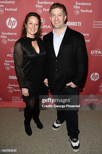 Producers Aimee Schoof and Isen Robbins attend the "Experimenter" Premiere during the 2015 Sundance Film Festival at the Eccles Center Theatre on...