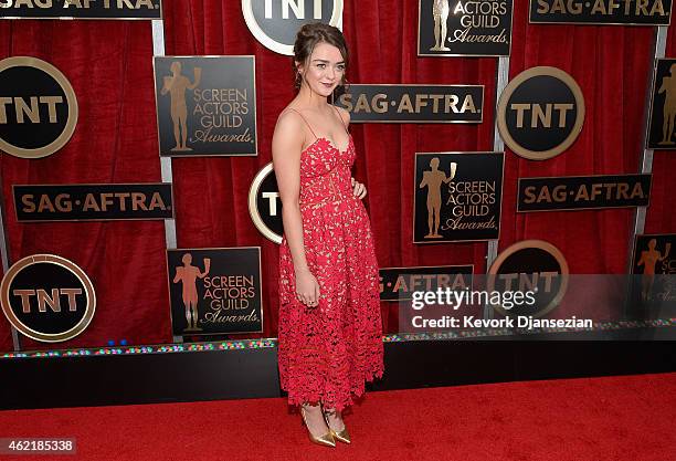 Actress Maisie Williams attend the 21st Annual Screen Actors Guild Awards at The Shrine Auditorium on January 25, 2015 in Los Angeles, California. S