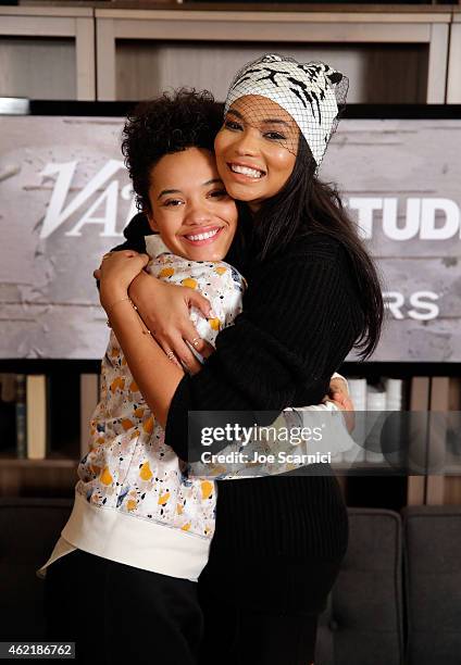 Kiersey Clemons and Chanel Iman attend The Variety Studio At Sundance Presented By Dockers on January 25, 2015 in Park City, Utah.