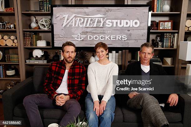 Actors Ryan Reynolds, Analeigh Tipton, and Ben Mendelsohn speak at The Variety Studio At Sundance Presented By Dockers on January 25, 2015 in Park...