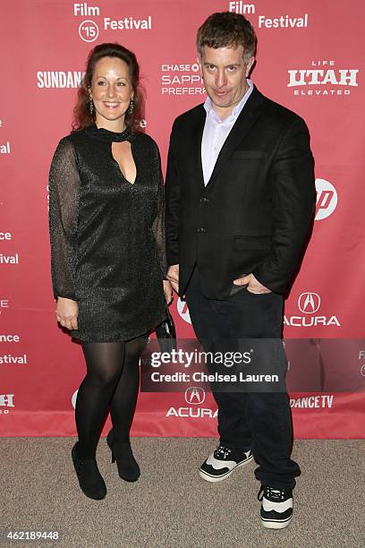 Producers Aimee Schoof and Isen Robbins attend the "Experimenter" Premiere during the 2015 Sundance Film Festival at the Eccles Center Theatre on...