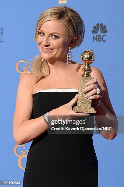 71st ANNUAL GOLDEN GLOBE AWARDS -- Pictured: Actress Amy Poehler, winner of Best Actress in a Television Series - Musical or Comedy for 'Parks and...