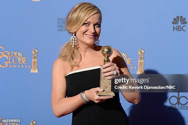 71st ANNUAL GOLDEN GLOBE AWARDS -- Pictured: Actress Amy Poehler, winner of Best Actress in a Television Series - Musical or Comedy for 'Parks and...