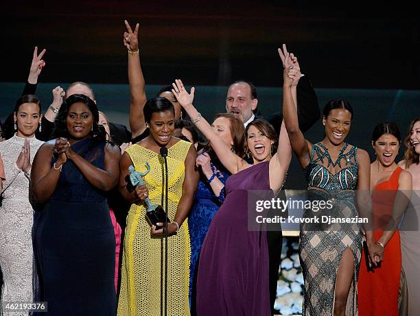 Dascha Polanco, Danielle Brooks, Uzo Aduba, Elizabeth Rodriguez, Vicky Jeudy, and Diane Guerrero onstage at the 21st Annual Screen Actors Guild...