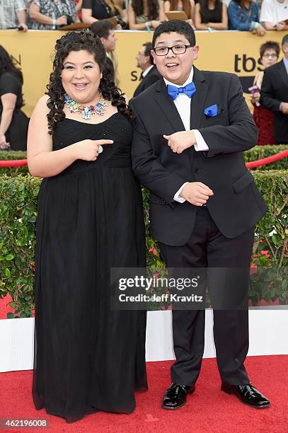 Actors Raini Rodriguez and Rico Rodriguez attend the 21st Annual Screen Actors Guild Awards at The Shrine Auditorium on January 25, 2015 in Los...